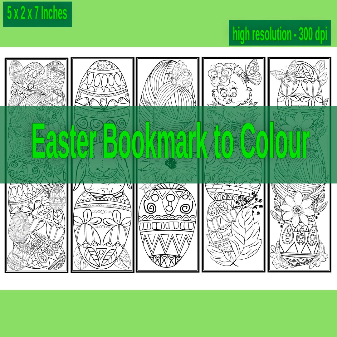 Easter Bookmark, Easter Bookmark to Colour, Printable Easter Bookmark, Printable Coloring Bookmarks pdf, Printable Bookmarks to Color pdf, Printable Bookmark,  Easter Bunny Crafts for adults, Printable Easter ActivityPicture